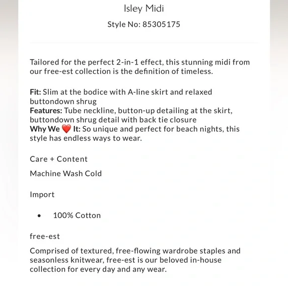 Free People Isley Midi (EUC; White; XL) - Picture 15 of 15